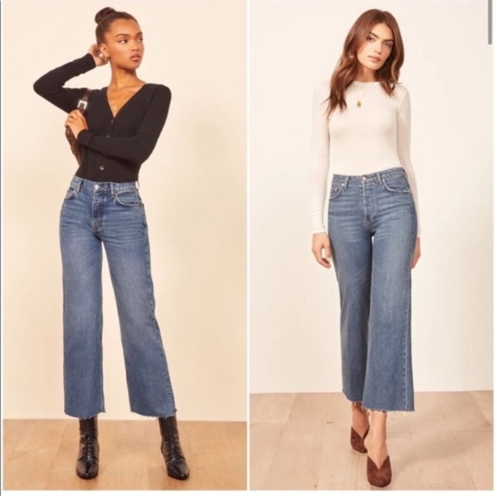 Reformation Fawcett Wide Leg Jeans High Rise in Celtic size 26